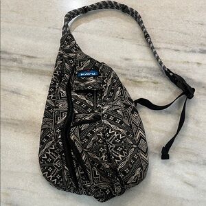 KAVU Geometric Black and White Sling Backpack